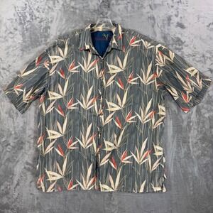 Bamboo Cay Mens Hawaiian Shirt Size XL Cotton Lawn Short Sleeve Bamboo Green